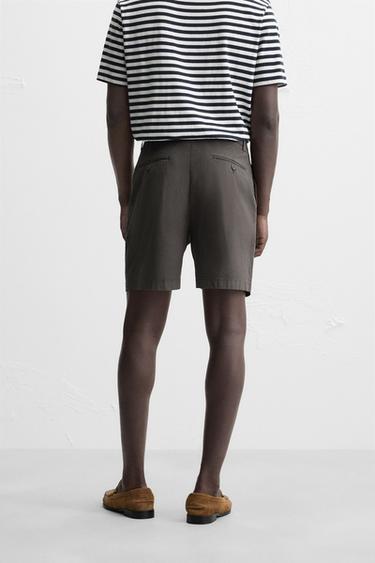 PLEATED REGULAR FIT BERMUDA SHORTS - Dark brown by Zara - Image 2