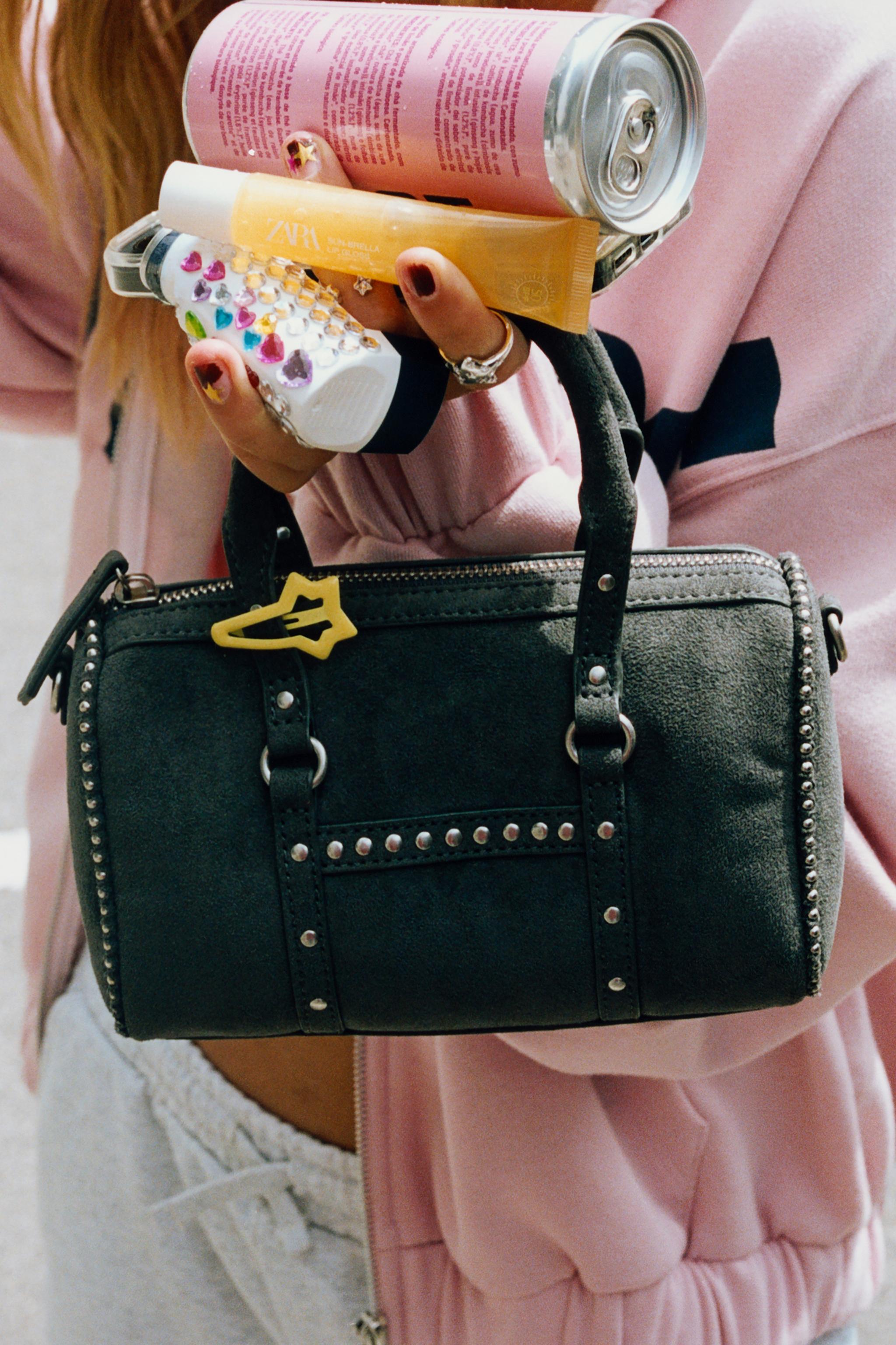 STUDDED CROSSBODY BAG — Gray