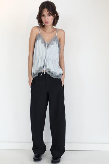 PANTALÓN CARGO SATINADO - Negro de Zara - Imagen 0