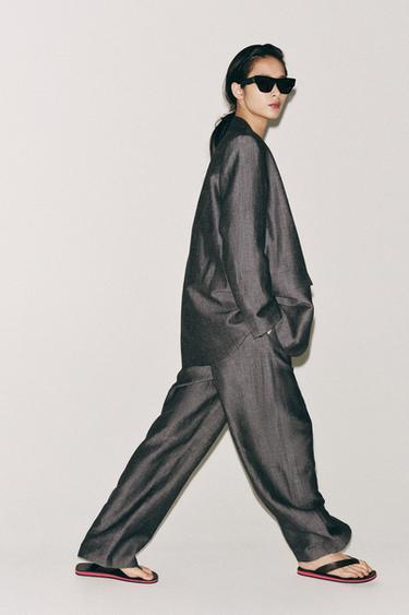 ZW COLLECTION STRAIGHT BLAZER WITH LINEN - Grey by Zara - Image 2