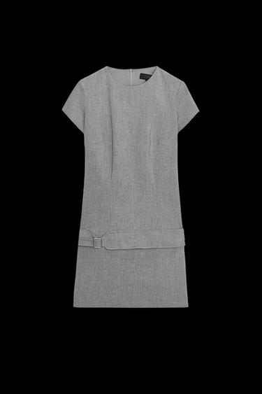Zara BELTED SHORT DRESS - Light gray - Image 0