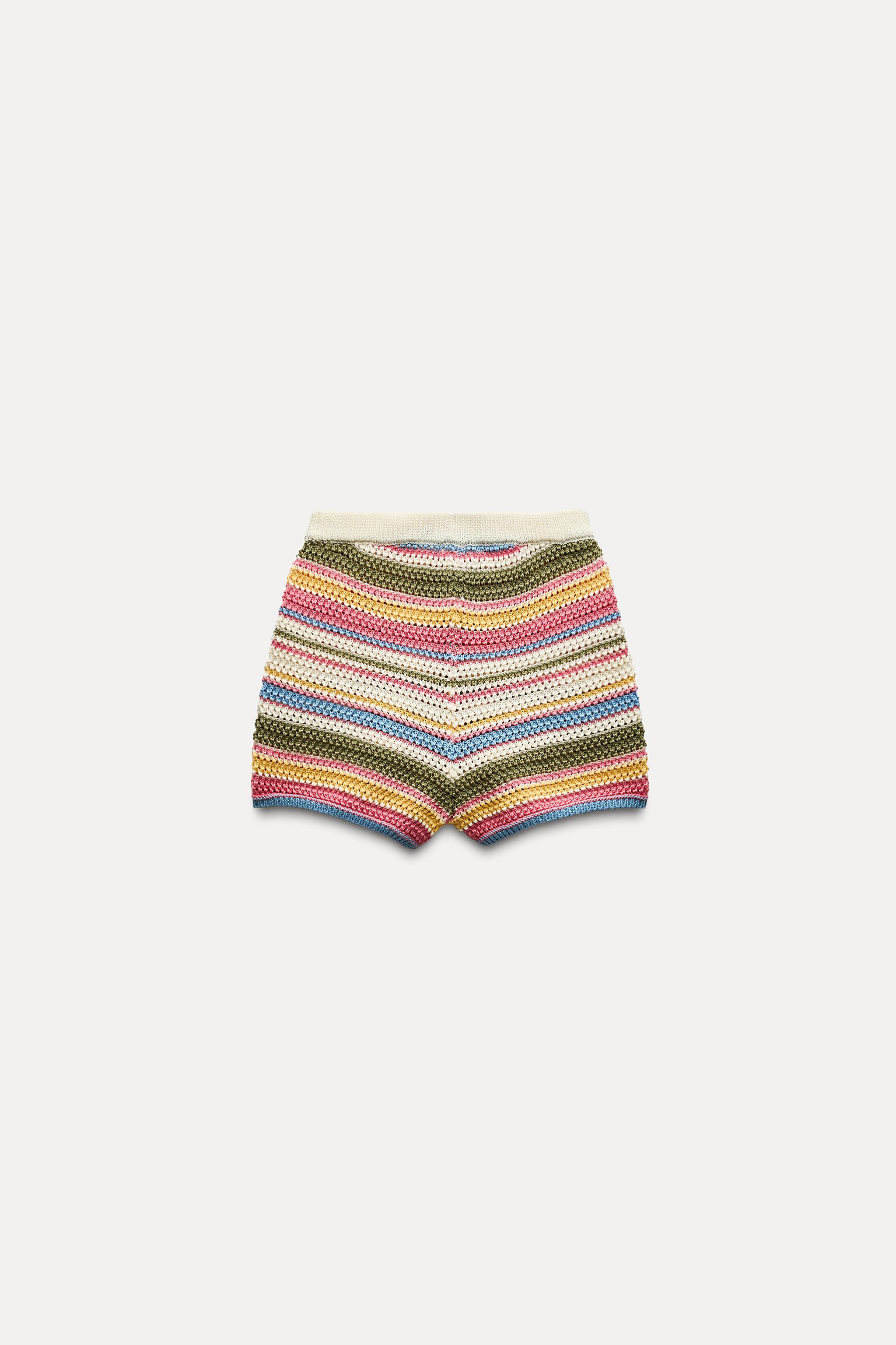 Crochet top Booty Shorts Multicolor Stripes M