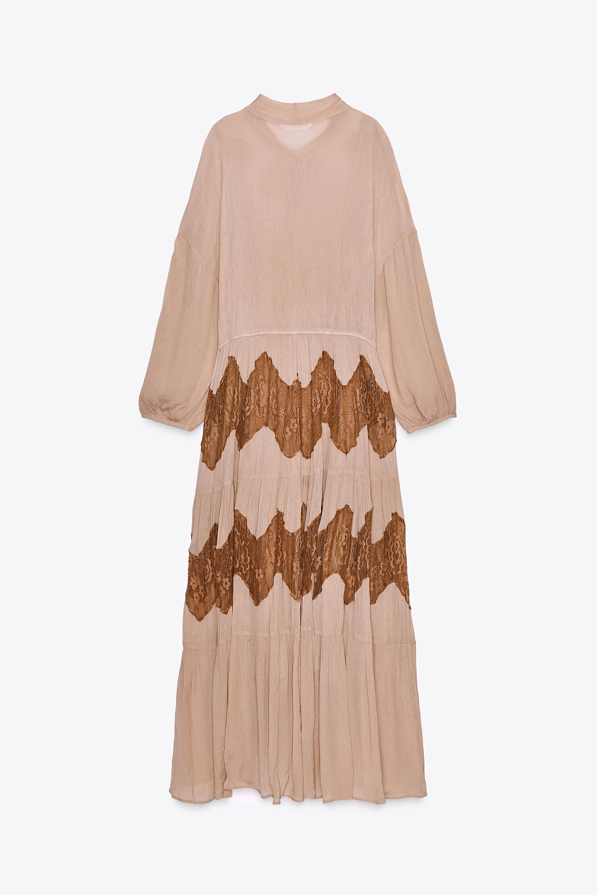【送料/関税込】ZARA LACE COMBINATION TIE DRESS 5770/232/696 LACE COMBINATION BOW DRESS - Peach | ZARA United States
