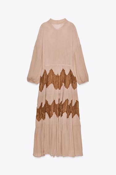LACE COMBINATION TIE DRESS - Peach by Zara - Image 7