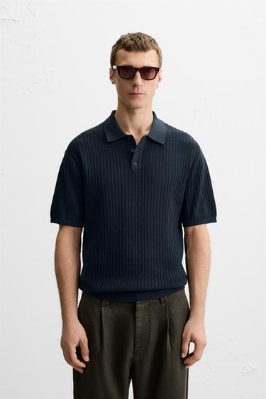 ÁO POLO DỆT KIM SỢI DỌC - Màu xanh nước biển từ Zara