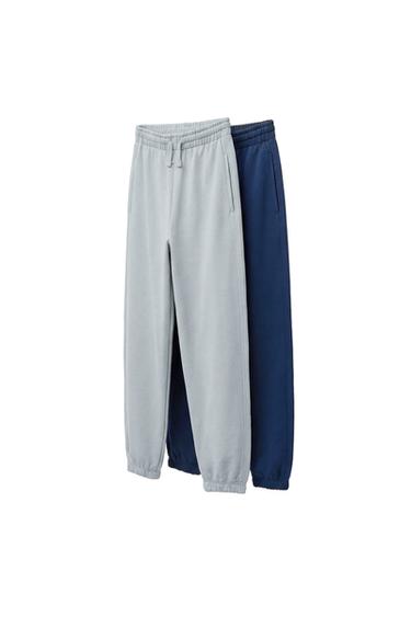 Zara TWO-PACK PLUSH PANTS - Blue / White