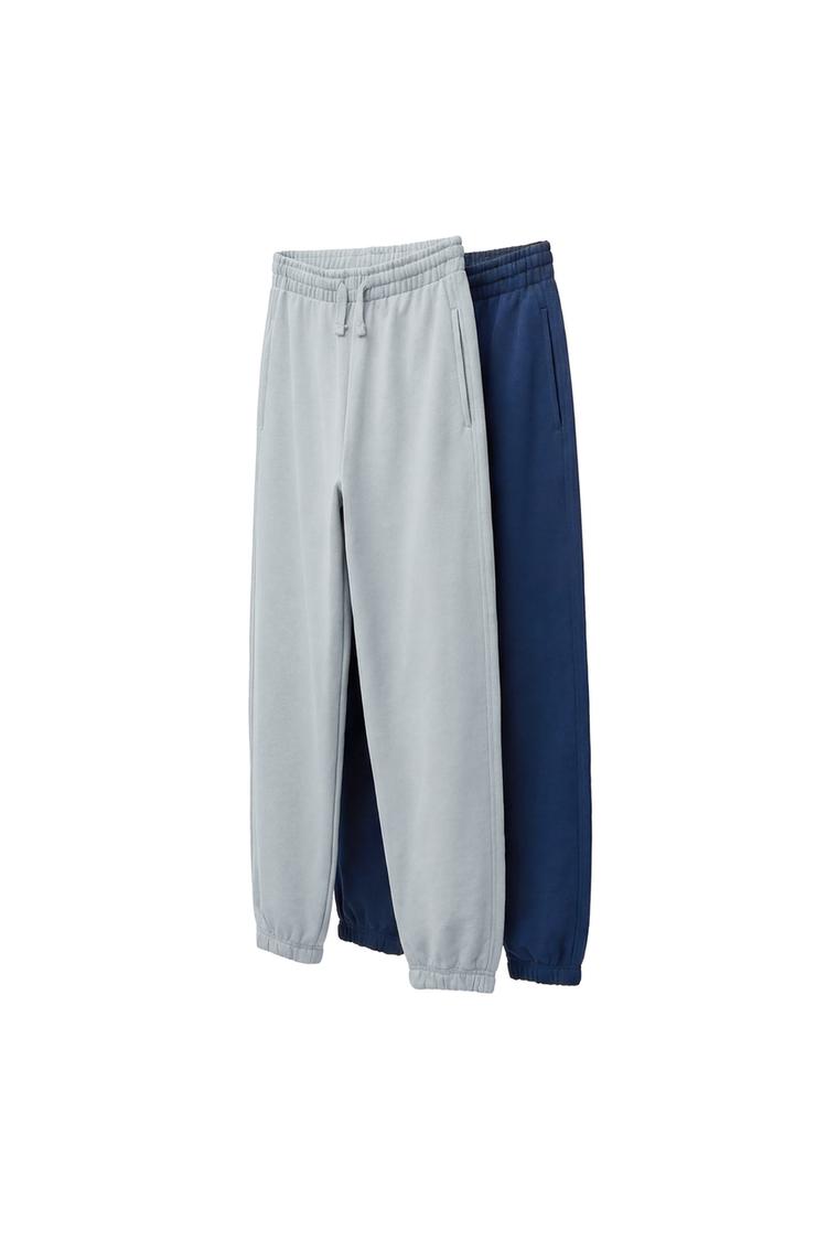 TWO-PACK PLUSH PANTS — Blue / White