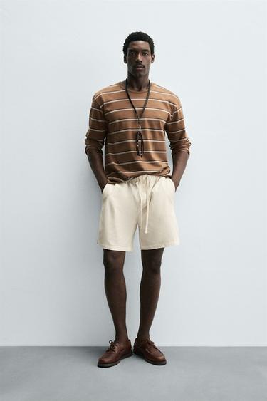 BERMUDA RELAXED FIT LYOCELL - ALGODÓN - Crudo de Zara