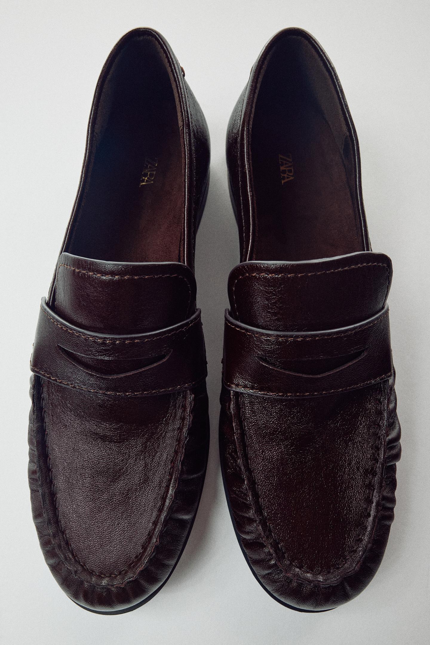 Туфли Zara Leather, цвет: Коричневый — фото 8