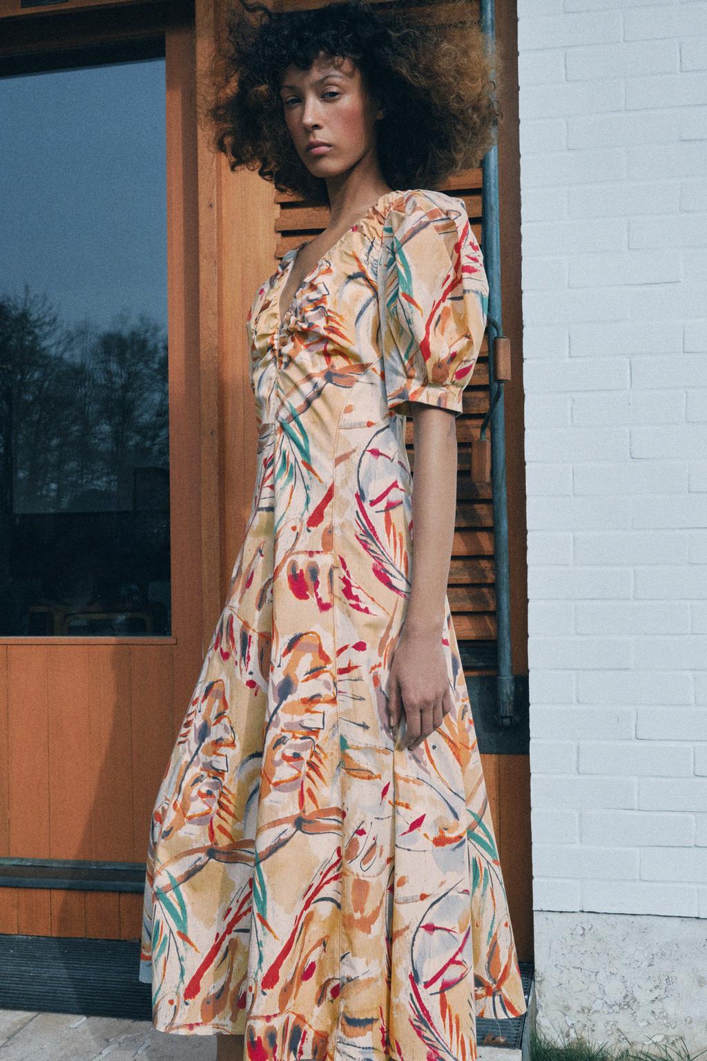 BALLOON SLEEVE PRINTED MIDI DRESS - image 2