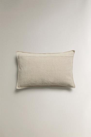 LINEN CUSHION COVER WITH TOPSTITCHING - Sand by Zara - Image 4
