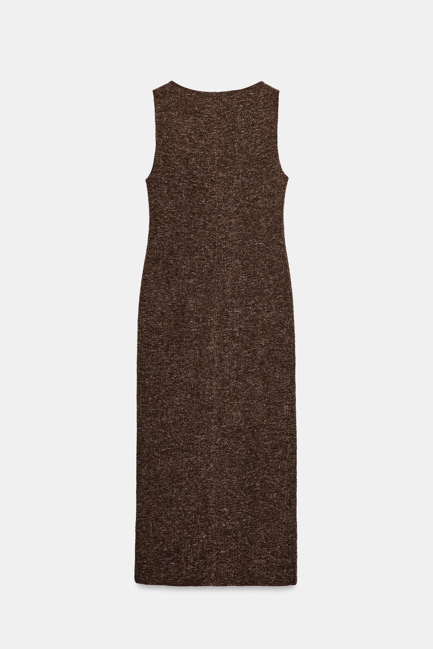 Женское платье Zara Textured Sleeveless Dress, цвет: Шоколадный — фото 6