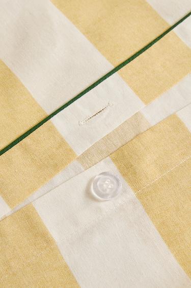 STRIPED WASHED COTTON DUVET COVER - Yellow by Zara