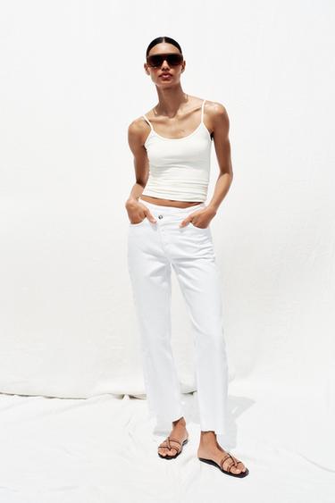 JEANS Z1975 STRAIGHT HIGH-WAIST CROSSOVER WAIST - White by Zara