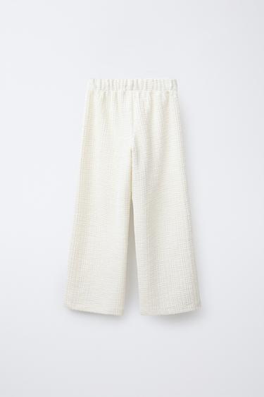 TEXTURED TROUSERS WITH JEWEL BUTTONS - Ecru by Zara - Image 1
