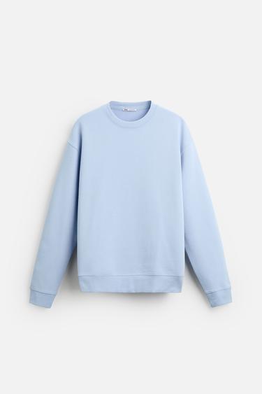 Zara BASIC CREW NECK SWEATSHIRT - Sky blue