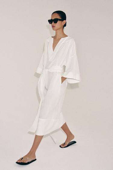 ZW COLLECTION TUNIC DRESS WITH BELT - White by Zara - Image 1