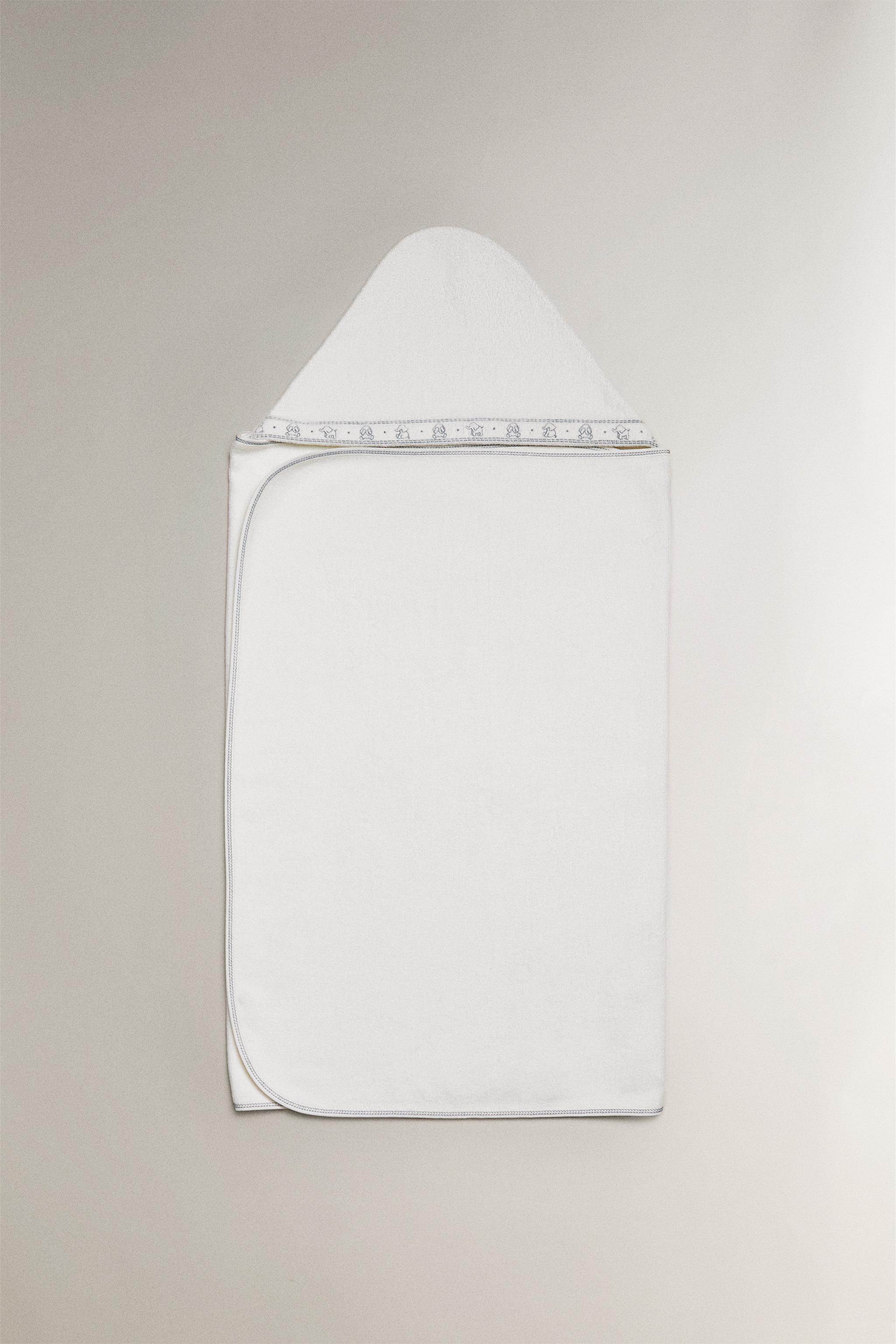 SERVIETTE DE BAIN CAPUCHE BÉBÉ ÉLÉPHANTS