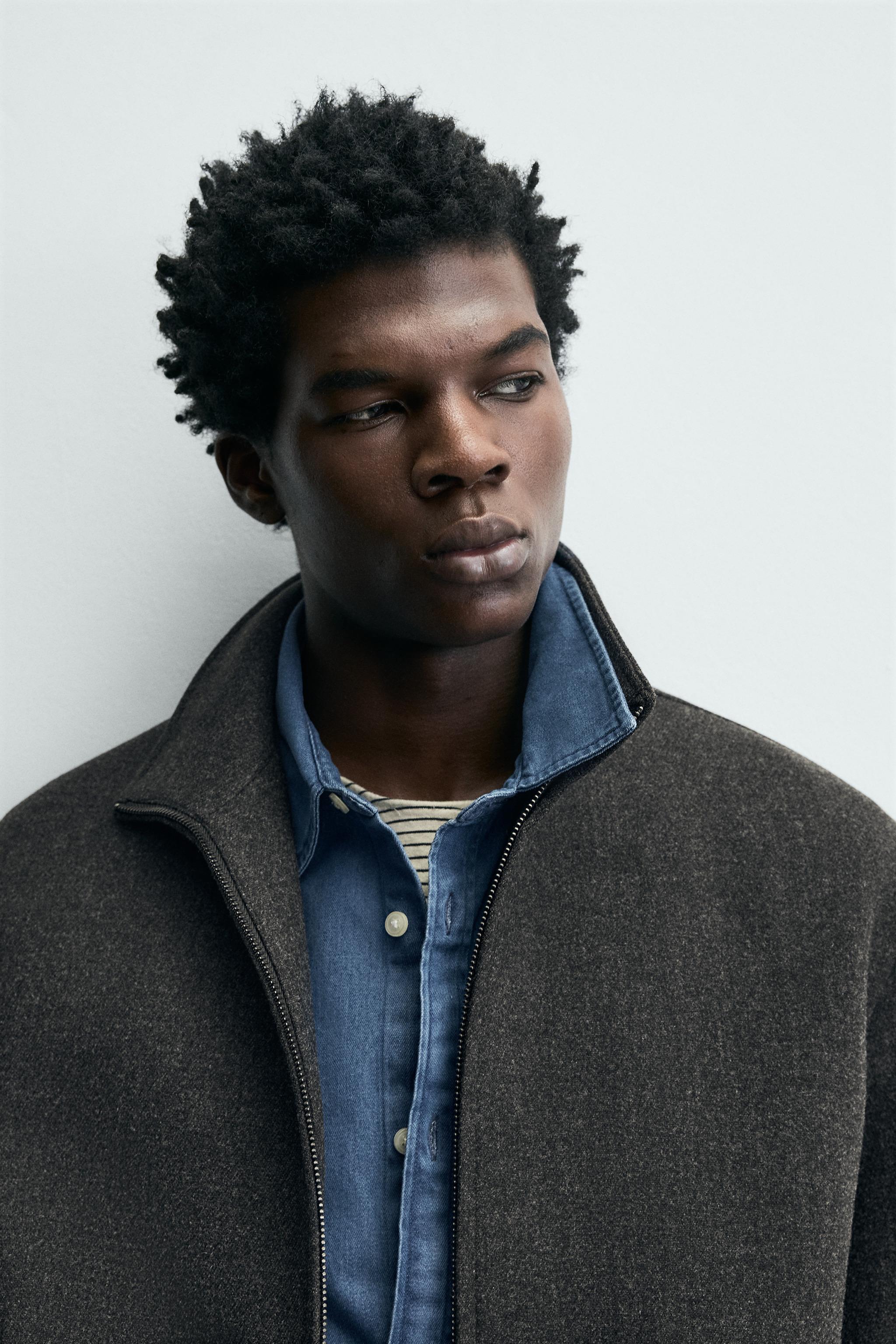 ジップアップ ウールブレンドジャケット - グレー | ZARA Japan / 日本