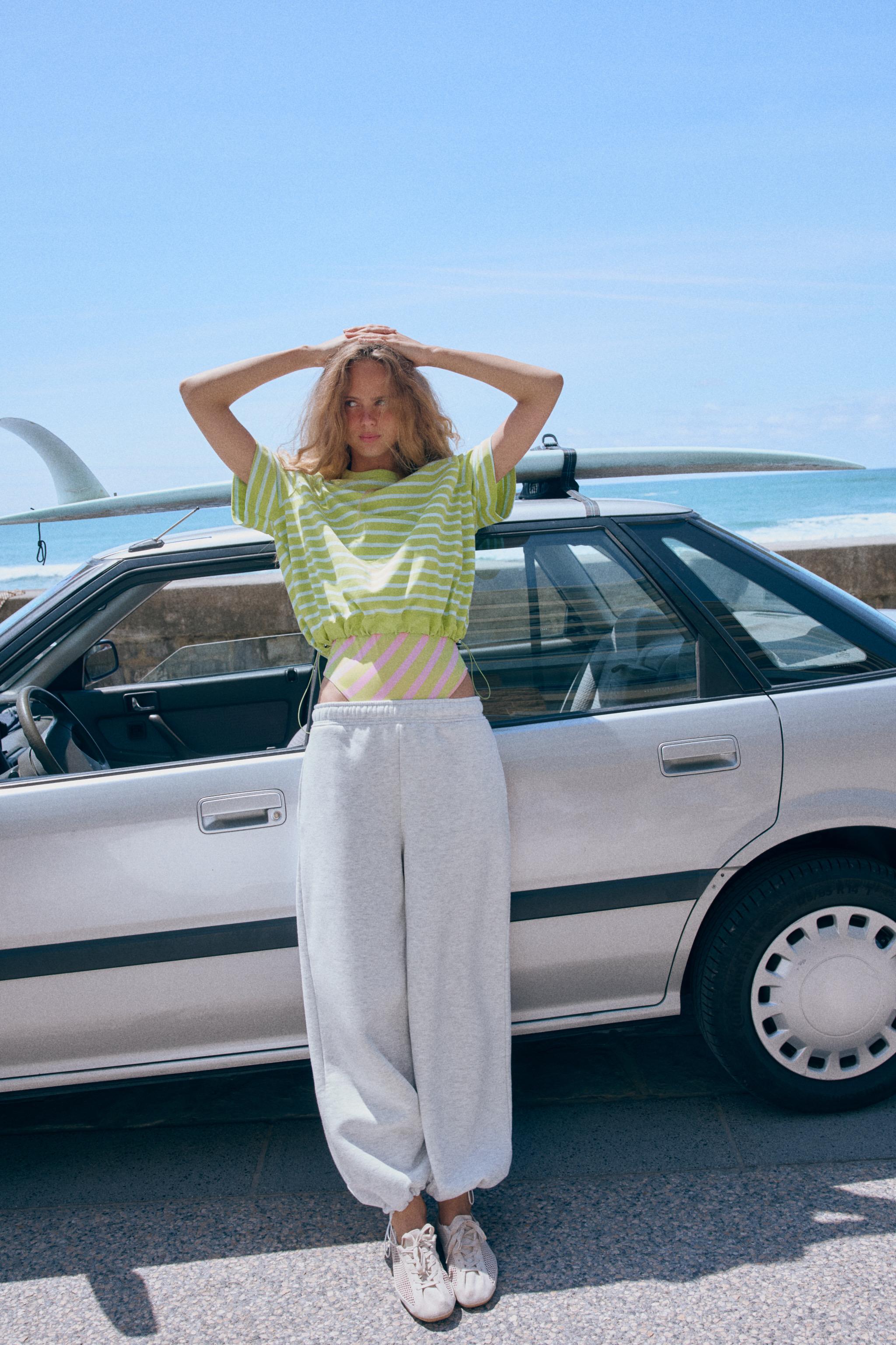 STRIPED T-SHIRT WITH STOPPERS — Green