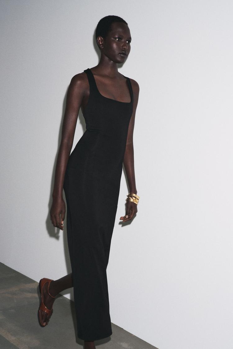zara black dress open back Zara black backless satin flowy mini dress Brand new