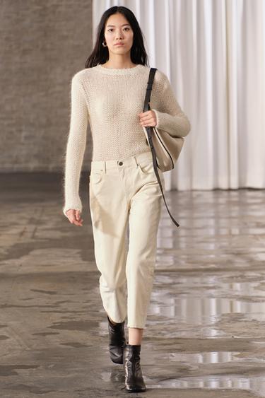 JEAN ZW COLLECTION DROIT TAILLE BASSE VELOURS - Écru de Zara - Image 0