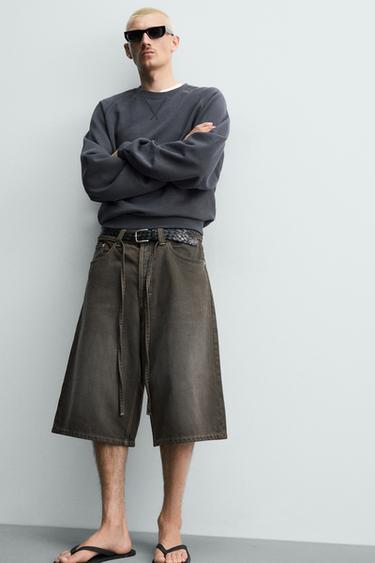 JORT EN DENIM À CEINTURE - Marron de Zara - Image 5