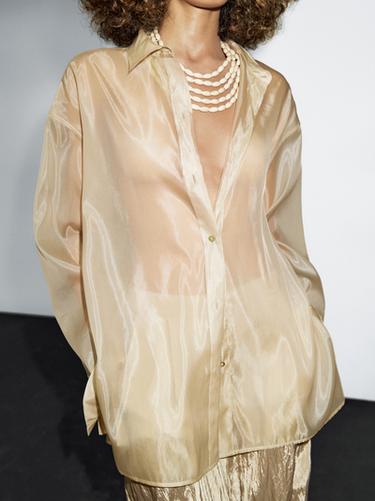 Zara Mulberry silk blend organza shirt - Beige