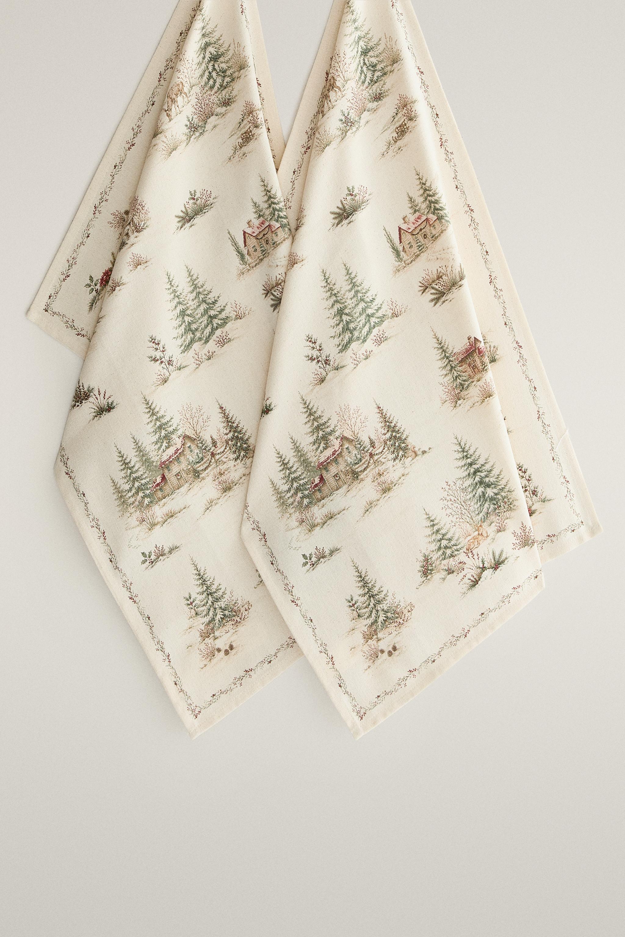 TORCHON CUISINE TOILE DE NOËL (LOT DE 2)