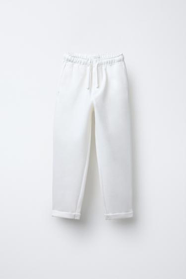 COMFORT STRAIGHT-LEG TROUSERS - Oyster-white by Zara