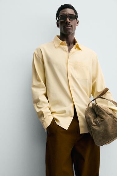 FLOWING SHIRT WITH POCKET - Ecru/Yellow by Zara - Image 6