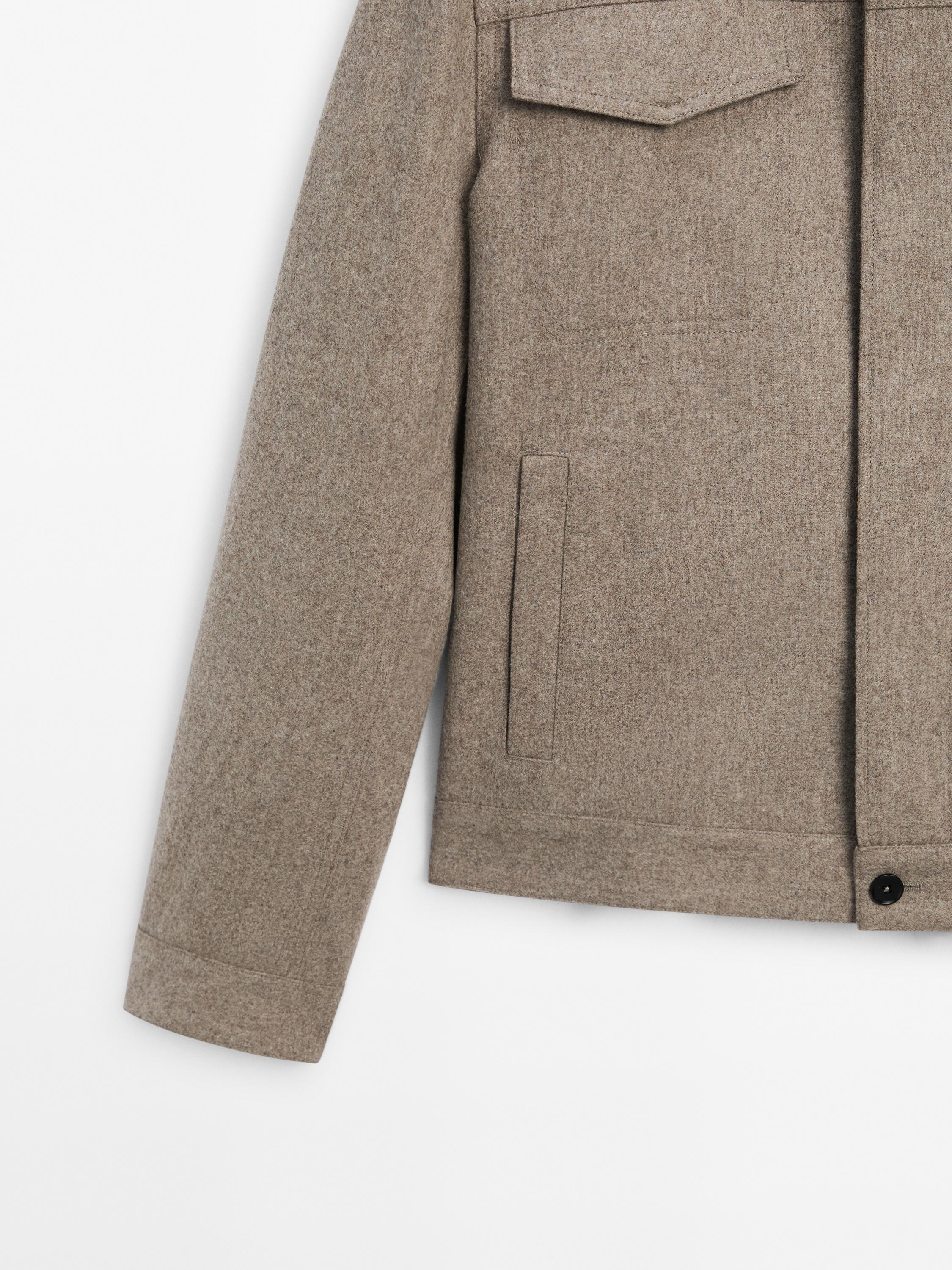 Wool blend jacket with pockets - Gray marl | ZARA United States Wool blend jacket with pockets - Gray marl | ZARA United States