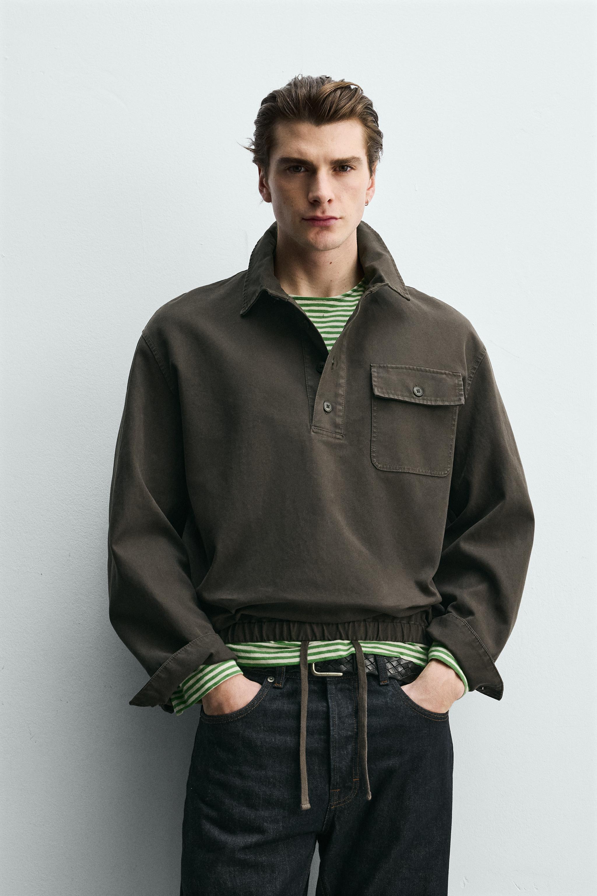WASHED COTTON POLO OVERSHIRT