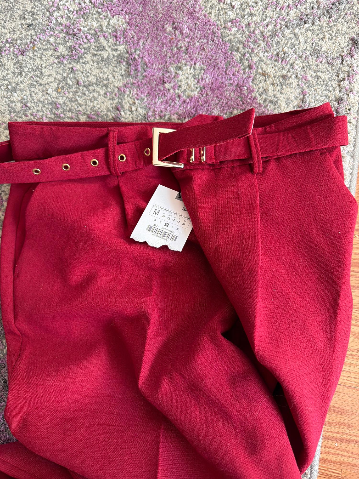 BELTED STRAIGHT LEG PANTS