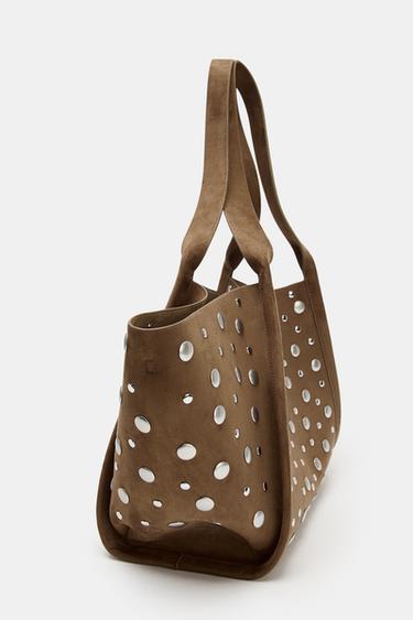 STUDDED CITY BAG - Brown by Zara - Image 5