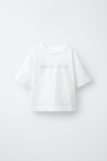 MAGLIETTA SCRITTA STRASS - Bianco di Zara - Immagine 0