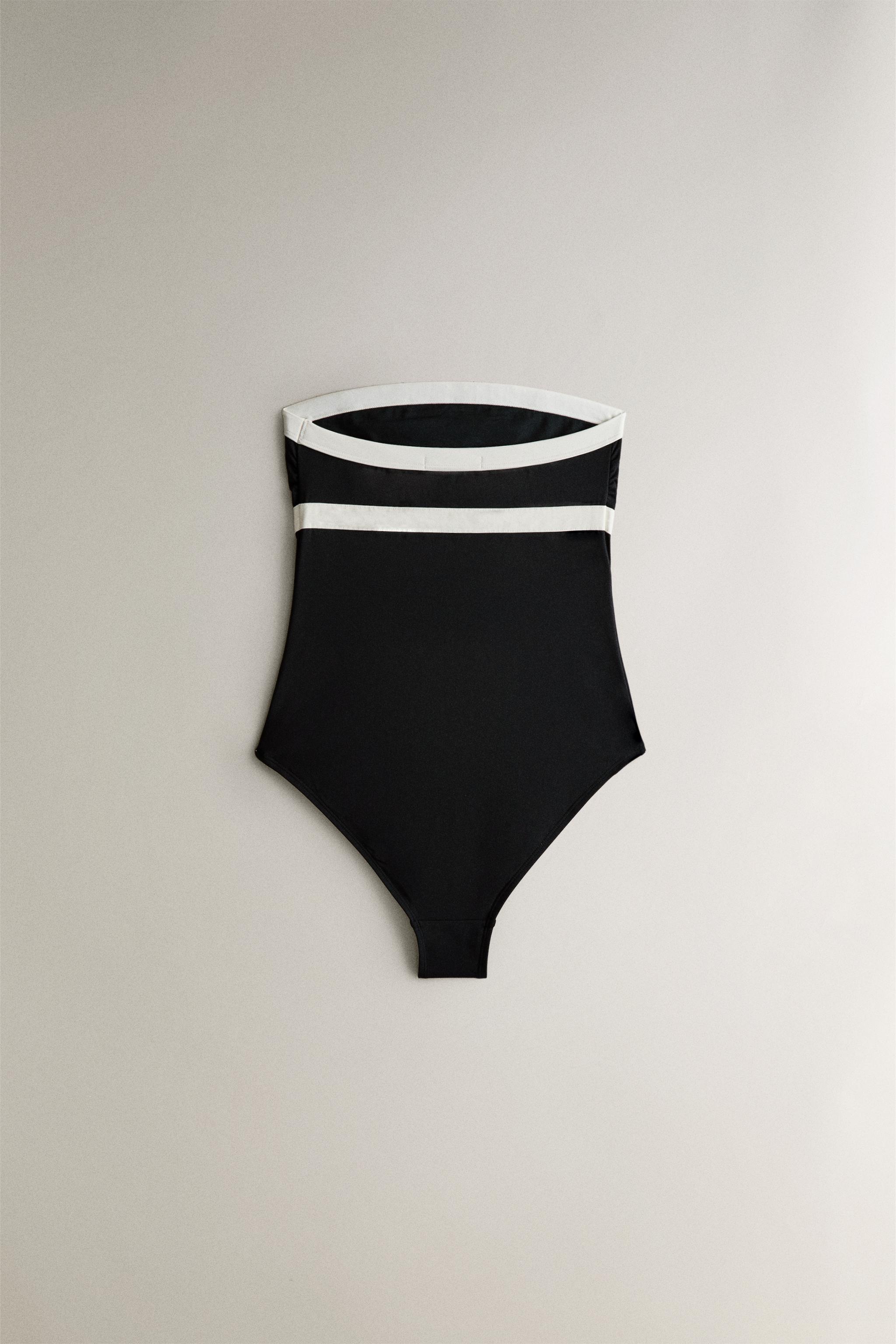 CONTRAST BAND BEACH SWIMSUIT