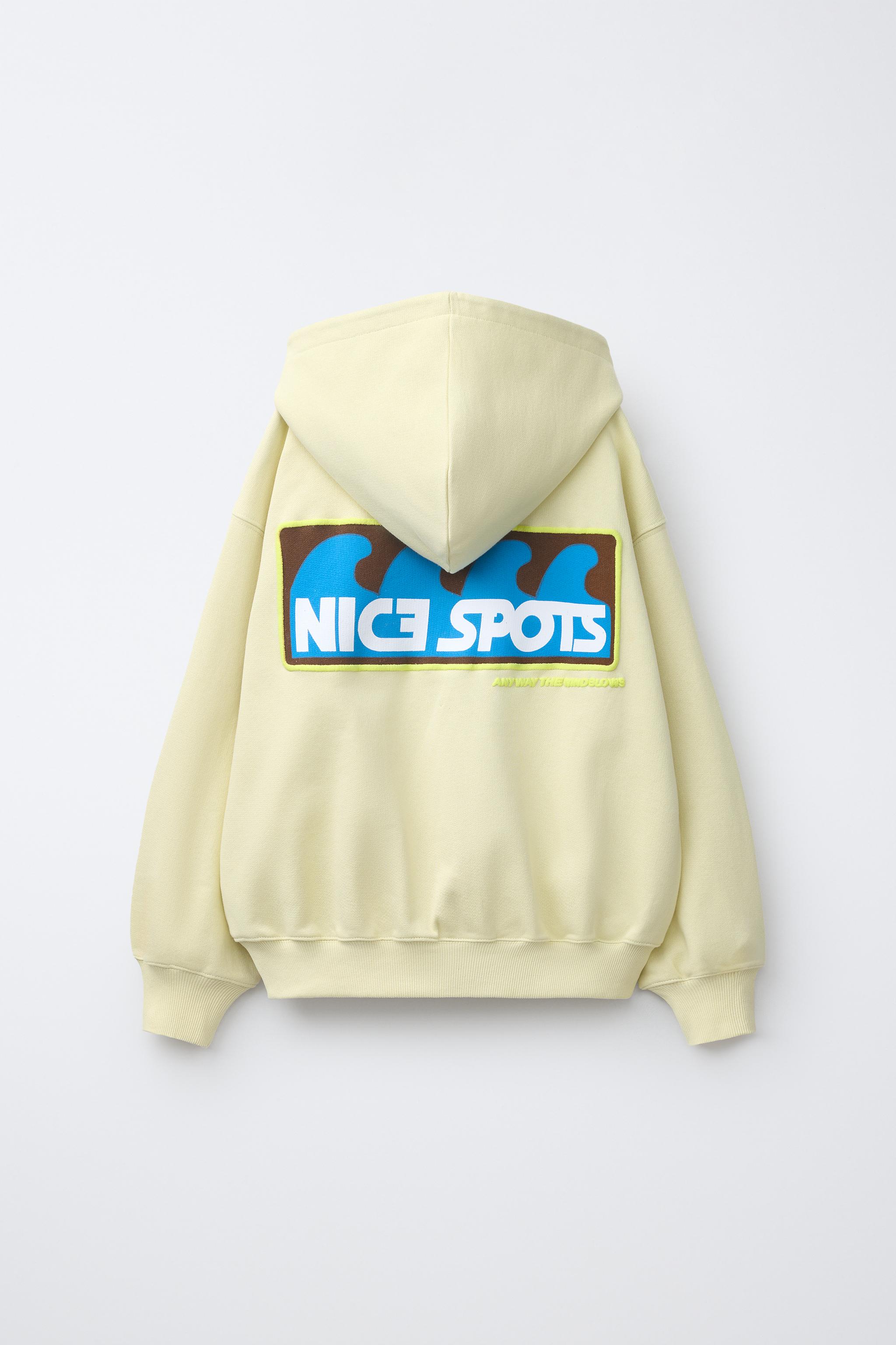 PRINTED ZIP SWEATSHIRT — Light yellow