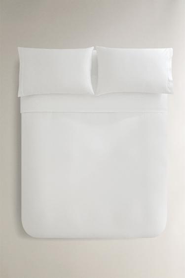 SATEEN DUVET COVER WITH HEMSTITCHING - White by Zara