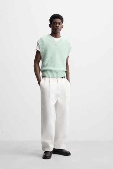 TEXTURED KNIT VEST - Sea green by Zara - Image 0