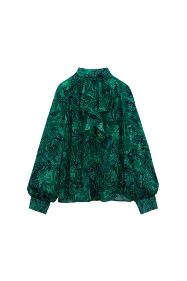 PRINTED BLOUSE WITH RUFFLES