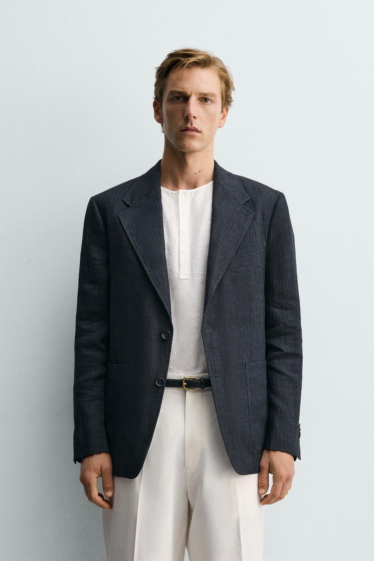 ZARA 100% LINEN STRIPED BLAZER