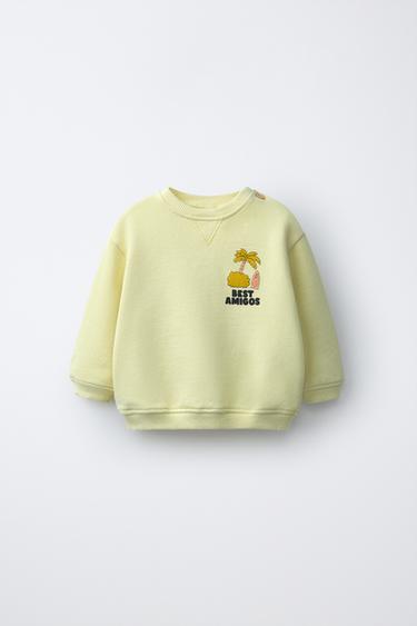 PALM TREE PRINT SWEATSHIRT - Yellow by Zara