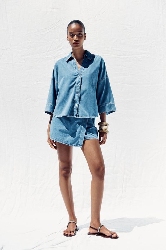 Z1975 FLOWING WIDE SLEEVE DENIM SHIRT
