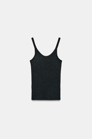 CAMISETA RIB TIRANTES - Plomo de Zara