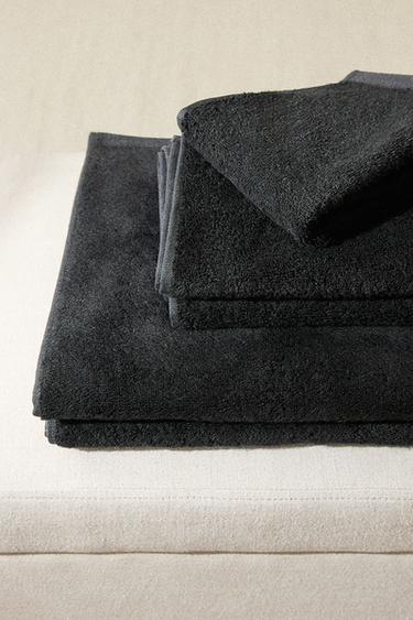 ASCIUGAMANO BAGNO SPUGNA TINTA UNITA - Nero di Zara