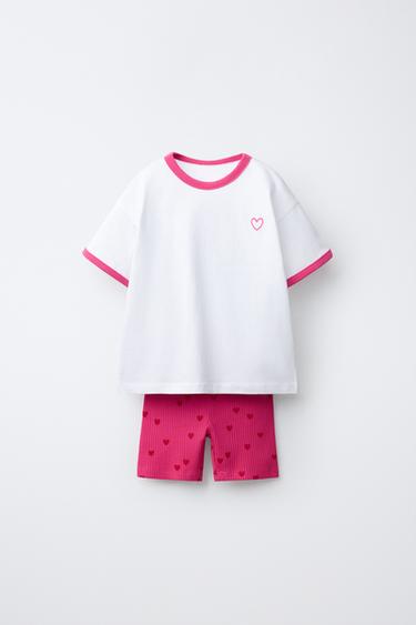 Zara SÜDAMETEGA RETUUSIDE JA SÄRGI KOMPLEKT - Valge