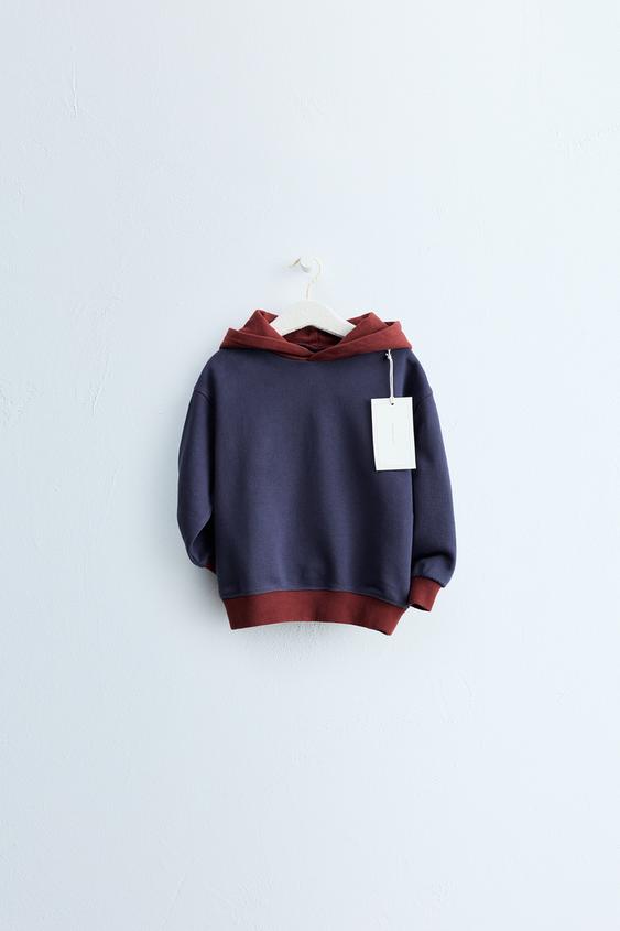 Zaras ZARA TIMELESS - SWEATSHIRT MED HUVA OCH COLORBLOCK - blå/svart - Bild 0