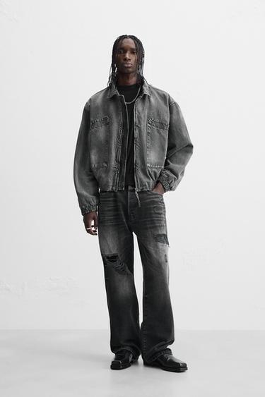 CAZADORA DENIM BOLSILLOS - Gris de Zara - Imagen 0