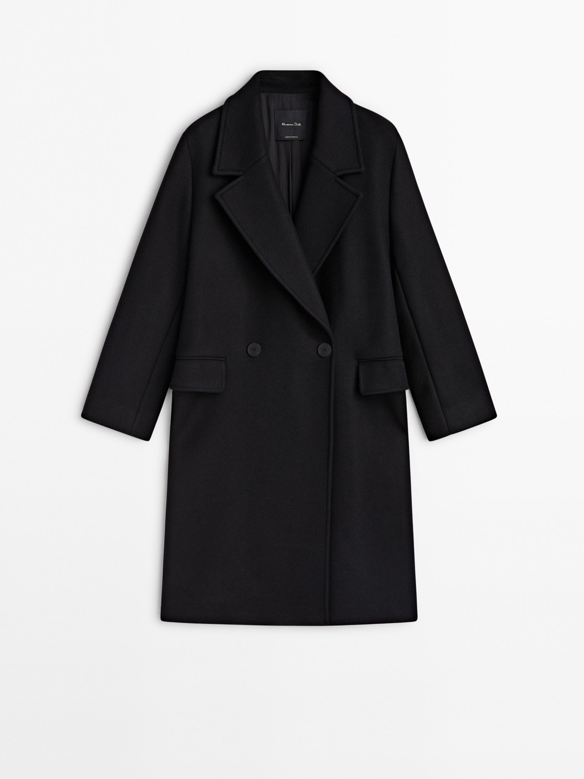 Black wool blend comfort coat - Black